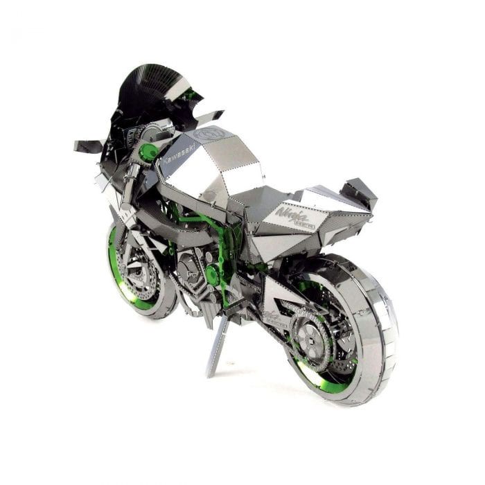 Mô hình 3D kim loại siêu môtô Kawasaki Ninja H2, Mô hình lắp ráp 3D thép không gỉ cao cấp