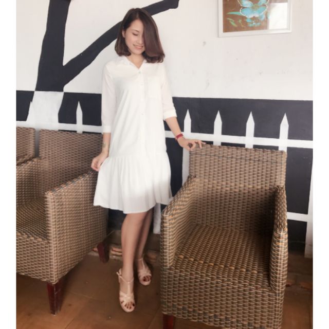 Đầm sơ mi lụa