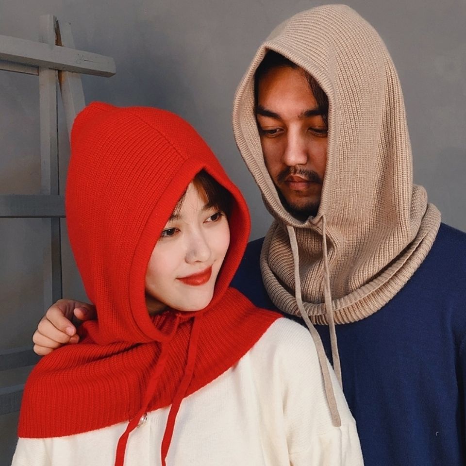 Mũ Len Dệt Kim Liền Thân Đa Năng Giữ Ấm Mùa Thu Đông Phong Cách Mới Cho Nam Nữ