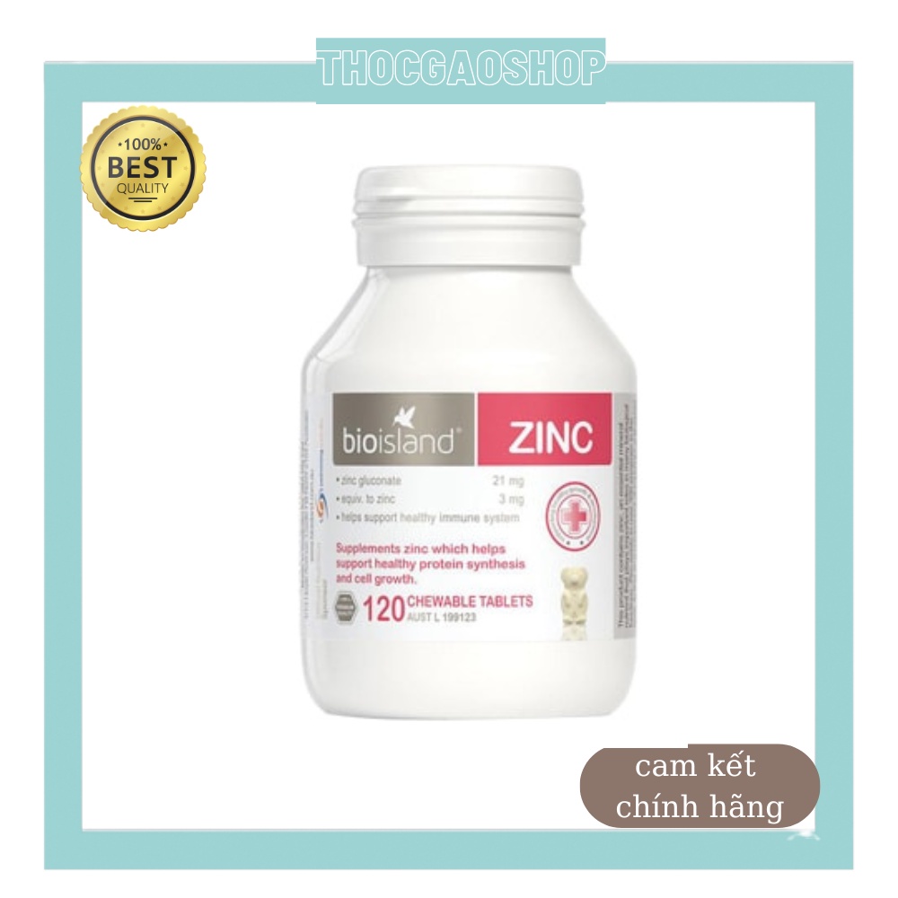 Viên uống bổ sung Kẽm Bioisland ZinC for kids 120 viên 1y+