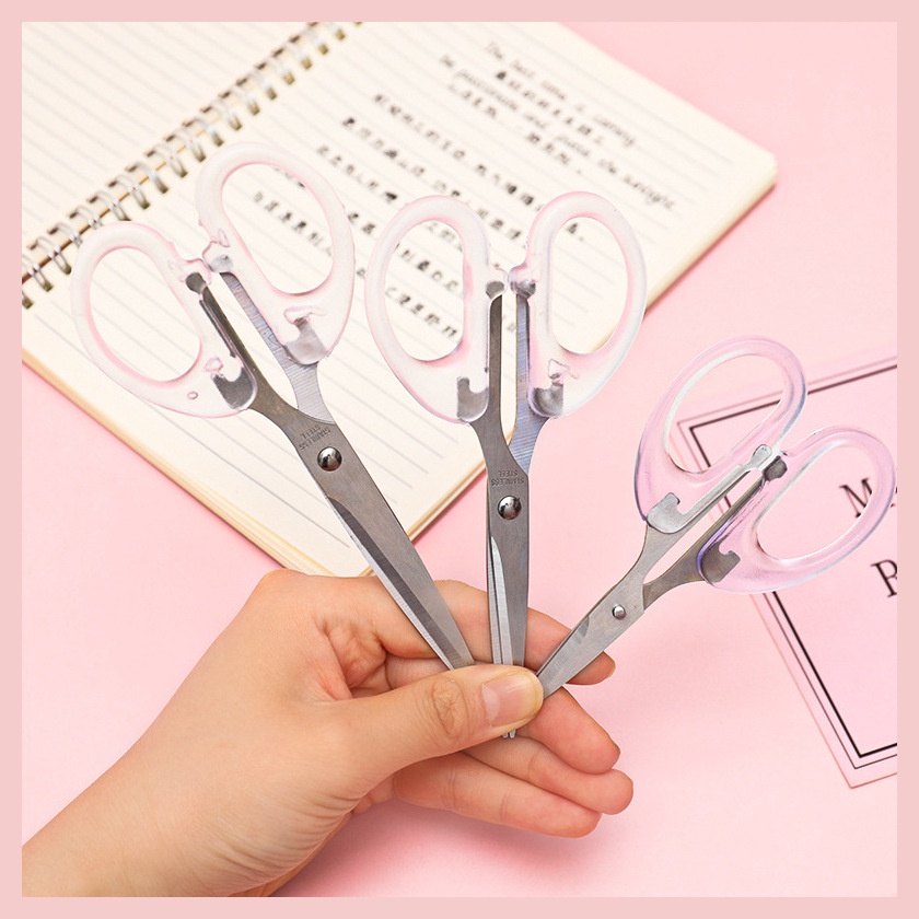 Kéo cắt giấy cán cầm trong suốt kiểu dáng xinh xắn tiện dụng - Gấu Xám