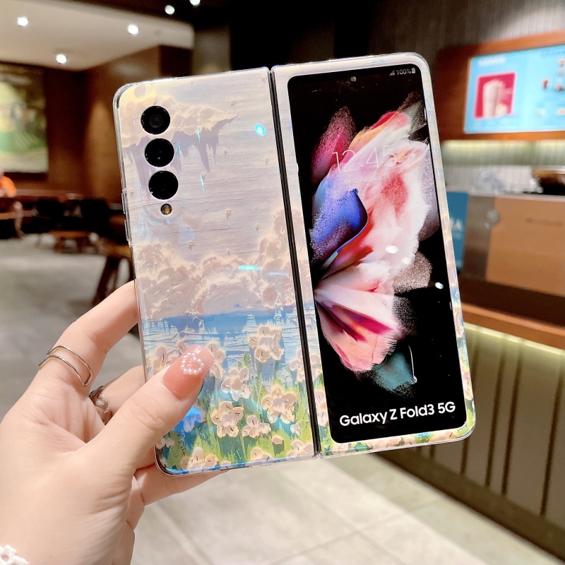 Ốp Điện Thoại Cứng Chống Sốc Họa Tiết Tranh Sơn Dầu Hình Hoa Gấp Gọn Dành Cho Samsung Galaxy Z Fold 3 Fold 4