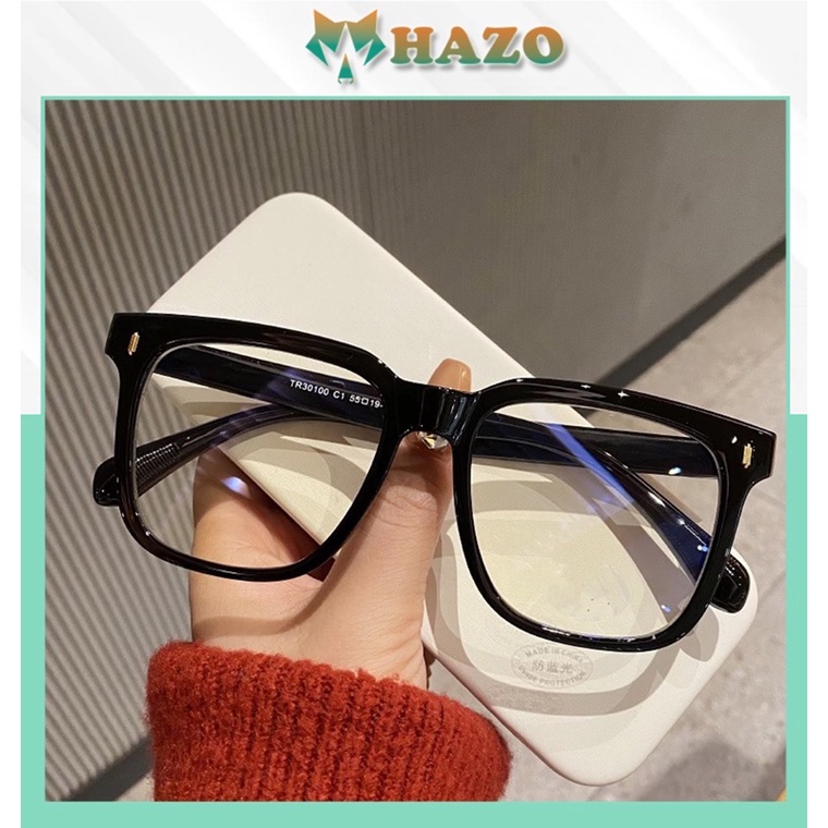 Mắt Kính Gọng Cận Form Vuông 645 Kẻ Sọc Dọc Phong Cách Ulzzang Hàn Quốc Cá Tính - Hazo