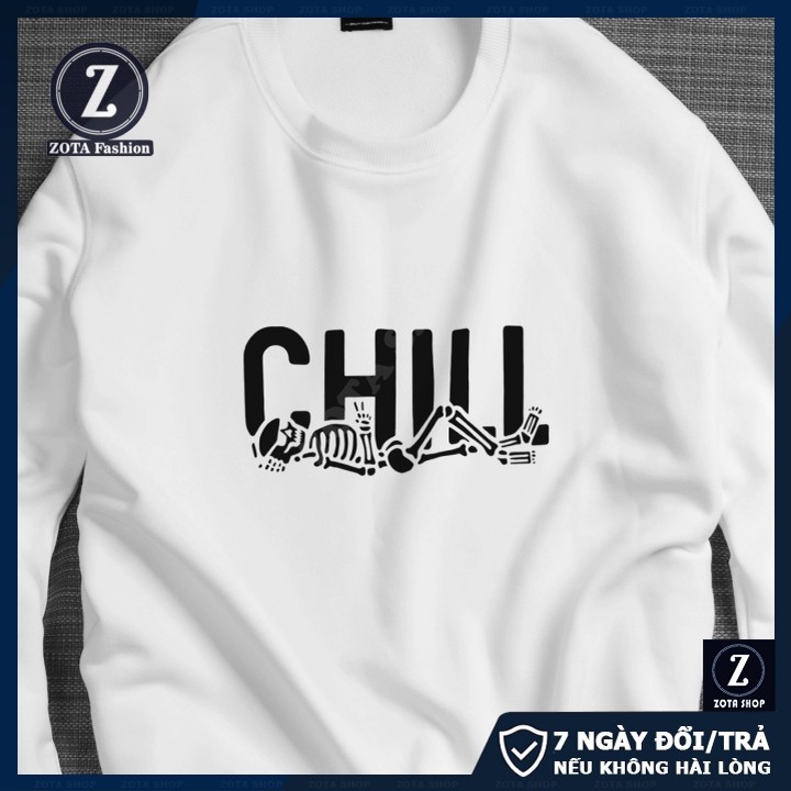 Áo nỉ nam Thu Đông, dài tay cổ tròn mặc giữ nhiệt in Chill SW89 | BigBuy360 - bigbuy360.vn