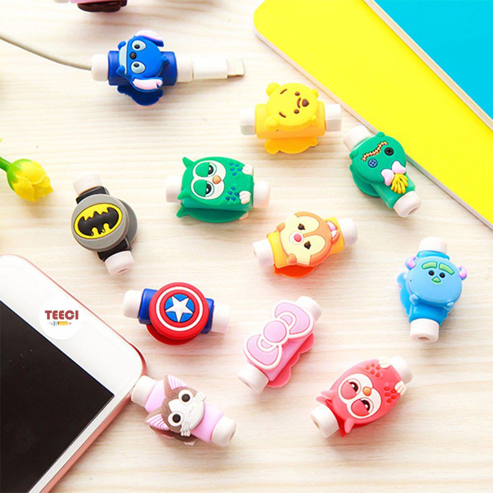 Bộ Nút Silicon Bọc Chống Nứt Đứt Gãy Bảo Vệ Cáp Đầu Nẹp Dây Sạc Tai Nghe Hoạt Hình Cute Phụ Kiện U005