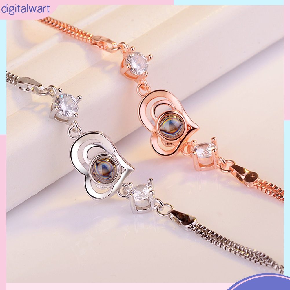 Vòng Đeo Tay Chiếu Dòng Chữ I Love You Thời Trang 100 Ngôn Ngữ Cho Nữ