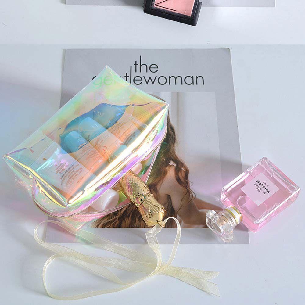 Túi Đựng Mỹ Phẩm Hình Tròn Cỡ Lớn Bằng PVC Có Khóa Kéo Tiện Dụng Mang Đi Du Lịch