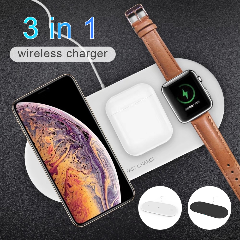 Đế Sạc Không Dây 10w 3 Trong 1 Thời Trang Cho Iphone 11 Pro Max Iwatch 5