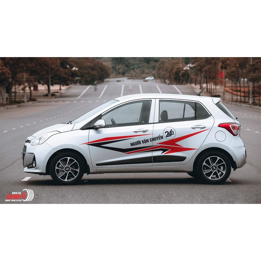 Tem Dán Sườn Xe I10 Đen Đỏ Mẫu Mới