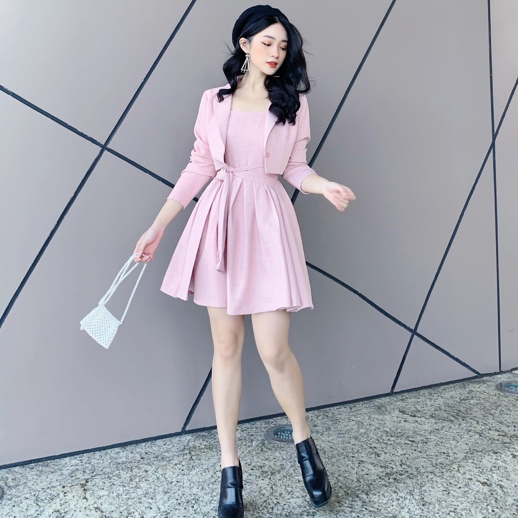 Set áo váy blazer 2 chi tiết trơn 3 màu HILA (Mã SP: V556)