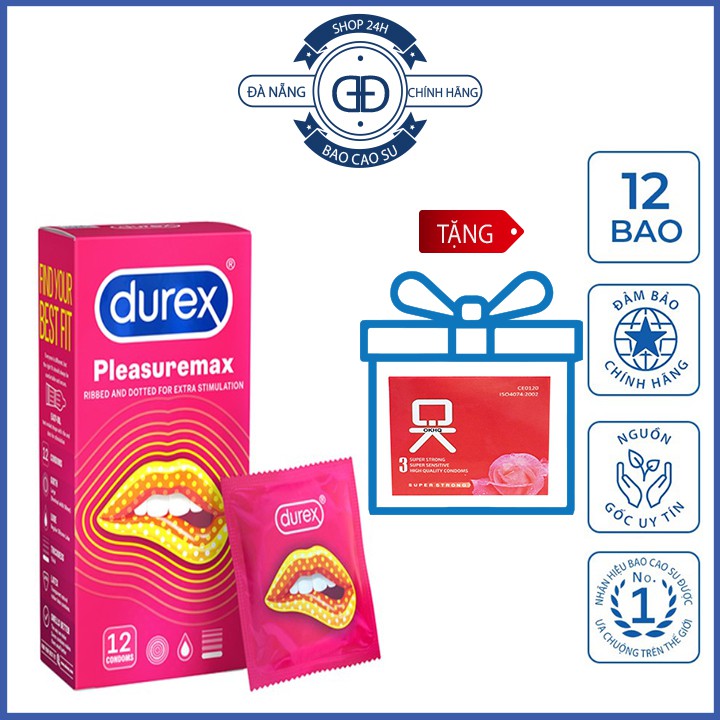 Bao Cao Su Durex Pleasuremax 👕 12 Bao + Tặng 3 Bao - Che Tên Sản Phẩm