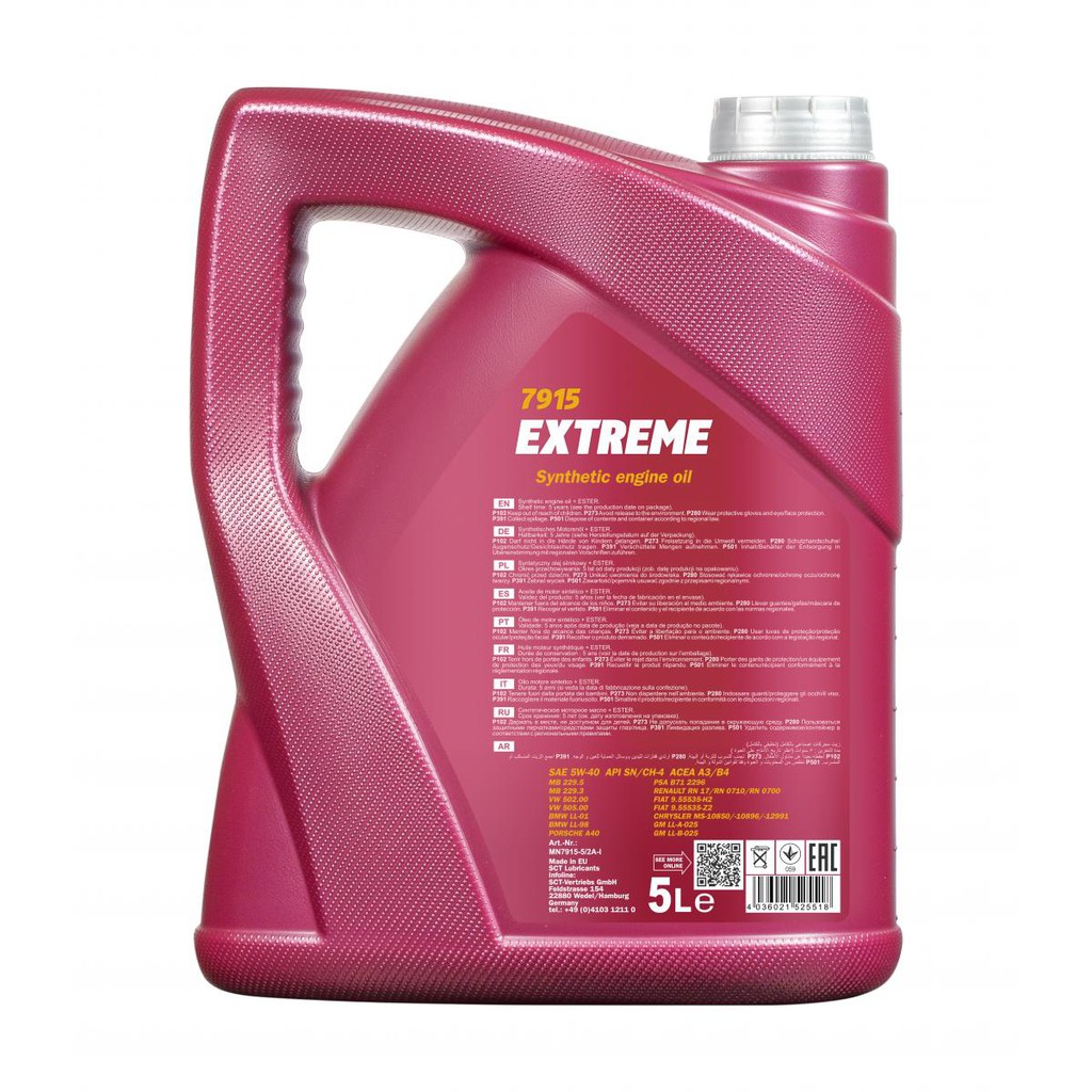 NHỚT Ô TÔ TỔNG HỢP TOÀN PHẦN NHẬP KHẨU CHÍNH HÃNG MANNOL EXTREME- 5W40-7915 -4Lít