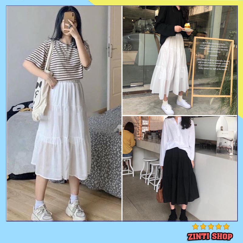 Chân Váy Dài 3 Tầng- Chân Váy Đen Trắng 2 Lớp Chất Liệu Voan Kiểu Dáng  Ulzzang Hàn Quốc - Khuyến Mãi Giá Rẻ Chỉ: 79.000 Đ | Giảm Giá Mỗi Ngày