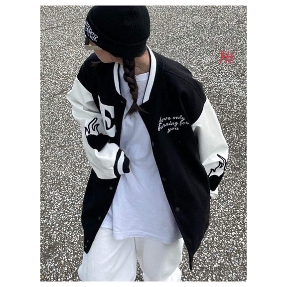 Áo bomber nỉ phối lửa tay H26