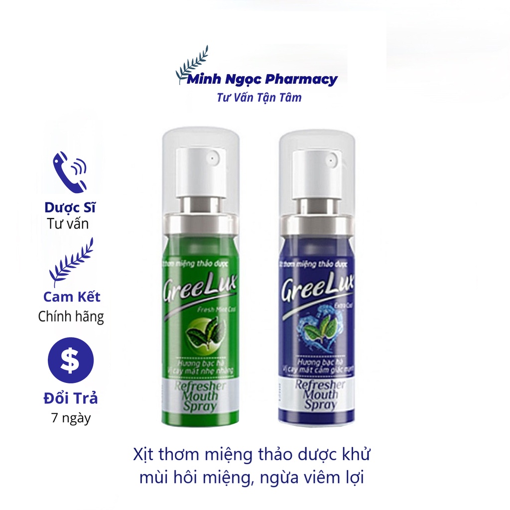 Xịt thơm miệng Greelux Thảo Dược chai 12ml hương bạc hà khử mùi hôi miệng - nước xịt thơm miệng Gree Lux