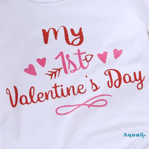 Set áo liền quần dài tay in chữ My 1st Valentine´s Day + chân váy thời trang dự tiệc cho bé gái