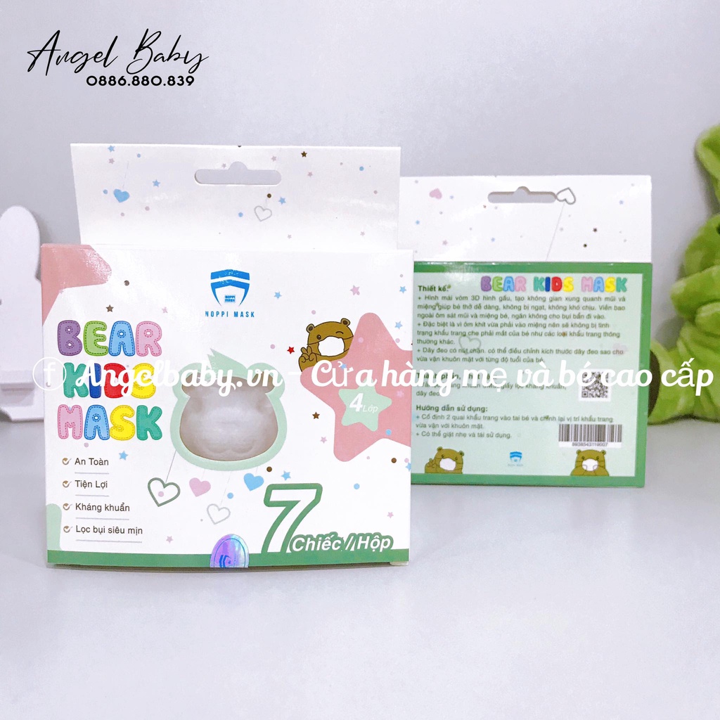 Khẩu trang gấu 3d cho bé Noppi Mask 7 cái/set