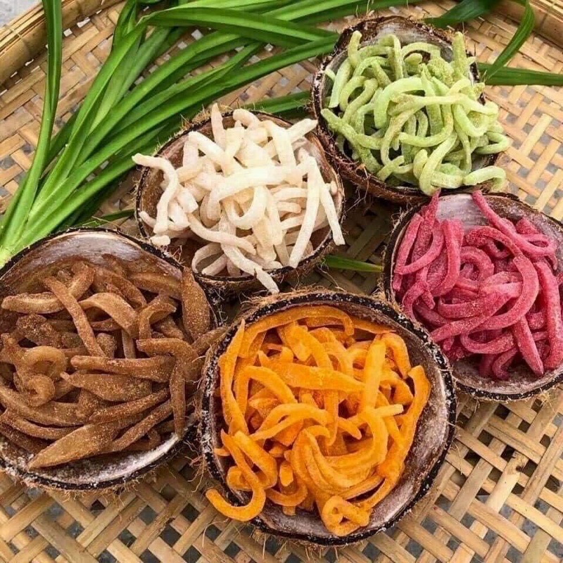 Mứt Dừa Non Nhà Làm Loại 1 Mứt Dừa Non Ngũ Săc Sợi Dẻo 100% Thiên Nhiên - Annfoods