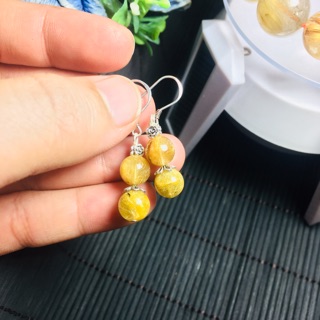 Bông tai thach anh tóc vàng