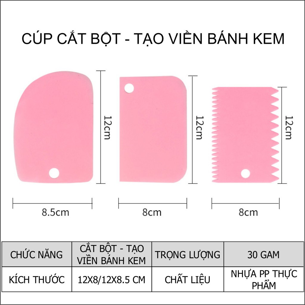 Dụng Cụ Cắt Tạo Đường Viền Trang Trí Dụng Cụ Làm Bánh Kem Bộ 3 chi tiết dụng cụ làm bánh kem cao cấp - CBCATBOT3P