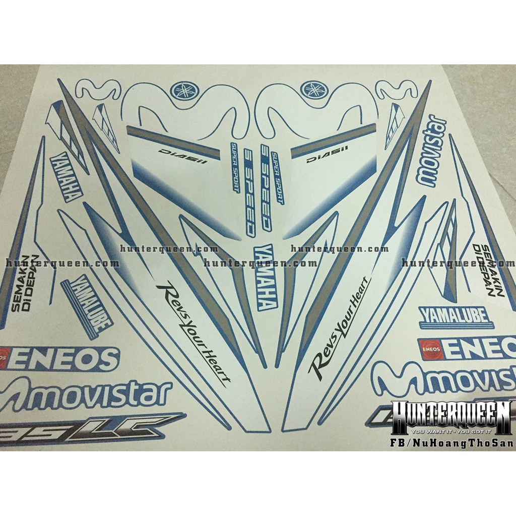 Tem rời Exciter 135 đời 2006-2009. Movistar dán xe xanh (khác đời hoặc màu xe thì khách nhớ inbox)
