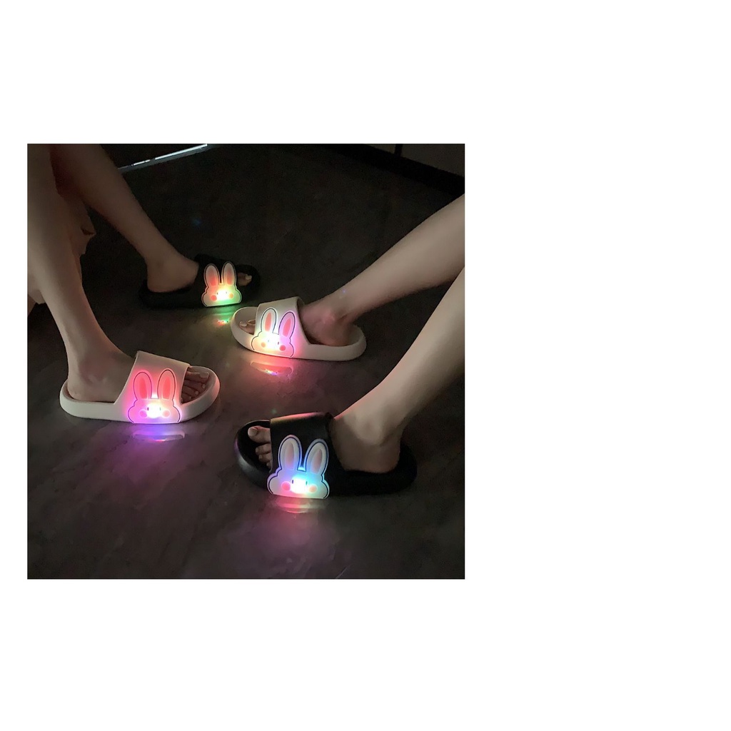 Dép Nhựa eva dép thỏ phát sáng Đế Dày Mềm Mại In Họa Tiết Thỏ Dạ Quang Dễ Thương Thời Trang Mùa Hè Cho Nữ