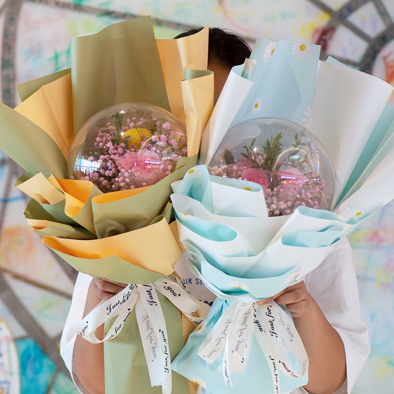 Acrylic Bobo Bóng Tròn Ngọt Ngào Hành Tinh Hoa Cao Trong Suốt Bong Bóng Vật Liệu Đóng Gói Bó Hoa