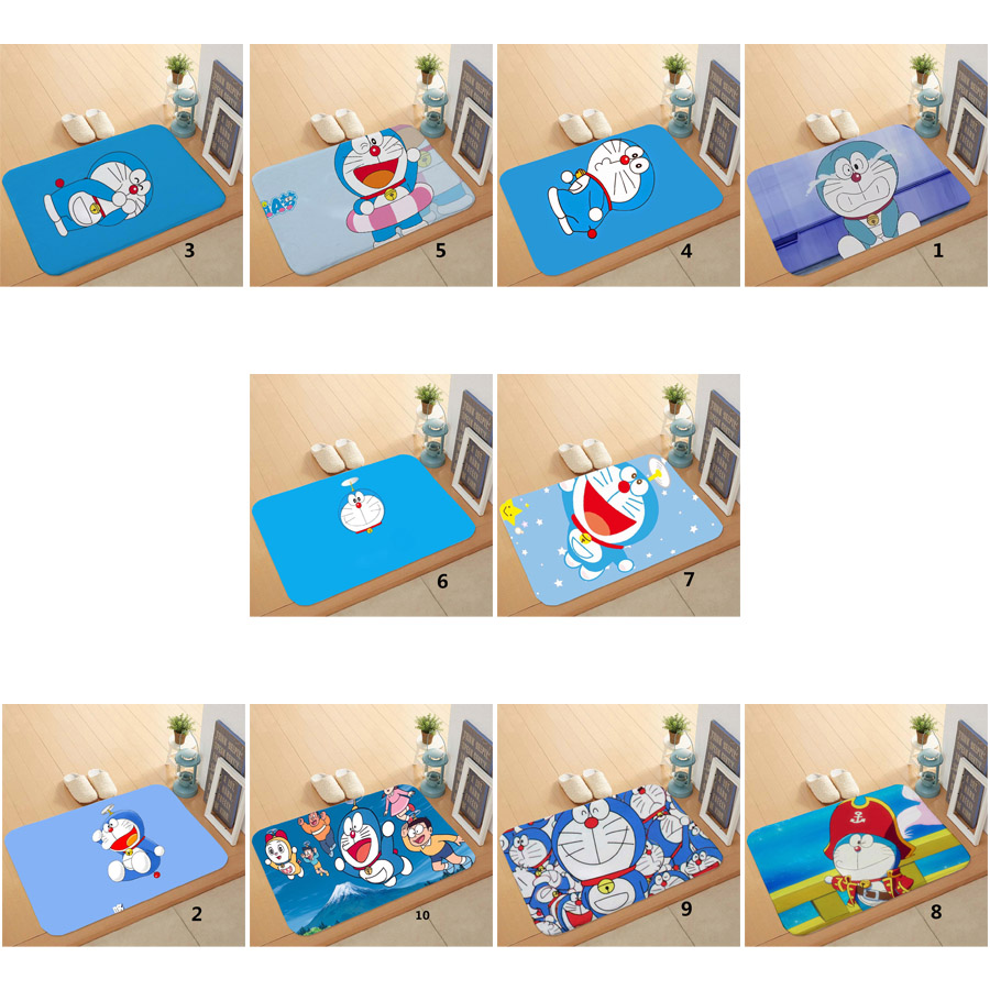 Thảm Chùi Chân Chống Trượt In Hình Doremon Dễ Thương Kích Thước 40x60CM Trang Trí Cho Nhà