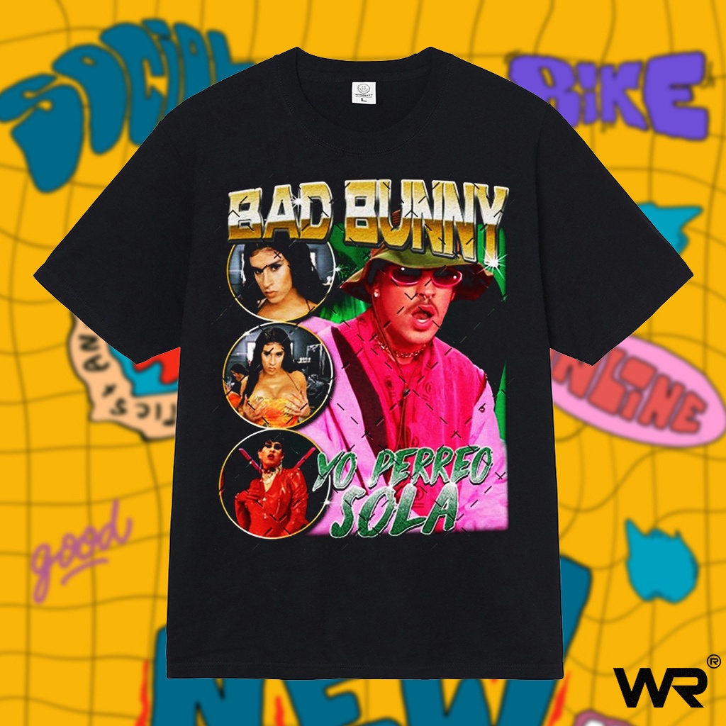 Áo thun Wright nam ca sĩ rapper Bad Bunny album Yo Perreo Sola phong cách nhạc hip hop oversize