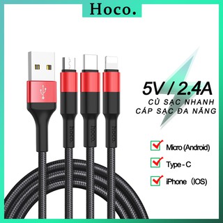 Cáp Sạc Đa Năng Dây Sạc 3 Đầu Hoco X26 Ligting Micro Type C Iphone Android