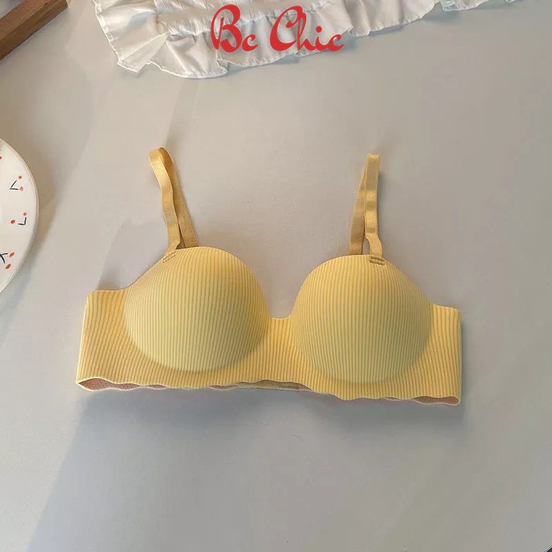 Áo lót nữ, áo lót su quả ngang kẻ sọc đệm bàn tay nâng ngực A06 BC_CHIC LINGERIE