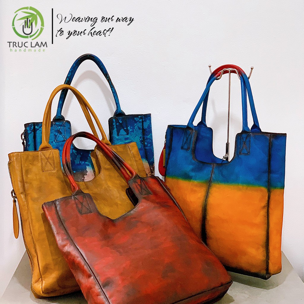 Túi Tote Thời Trang Nữ Dáng Dài Da Thật Cao Cấp Màu Ombre – Trúc Lâm Handmade