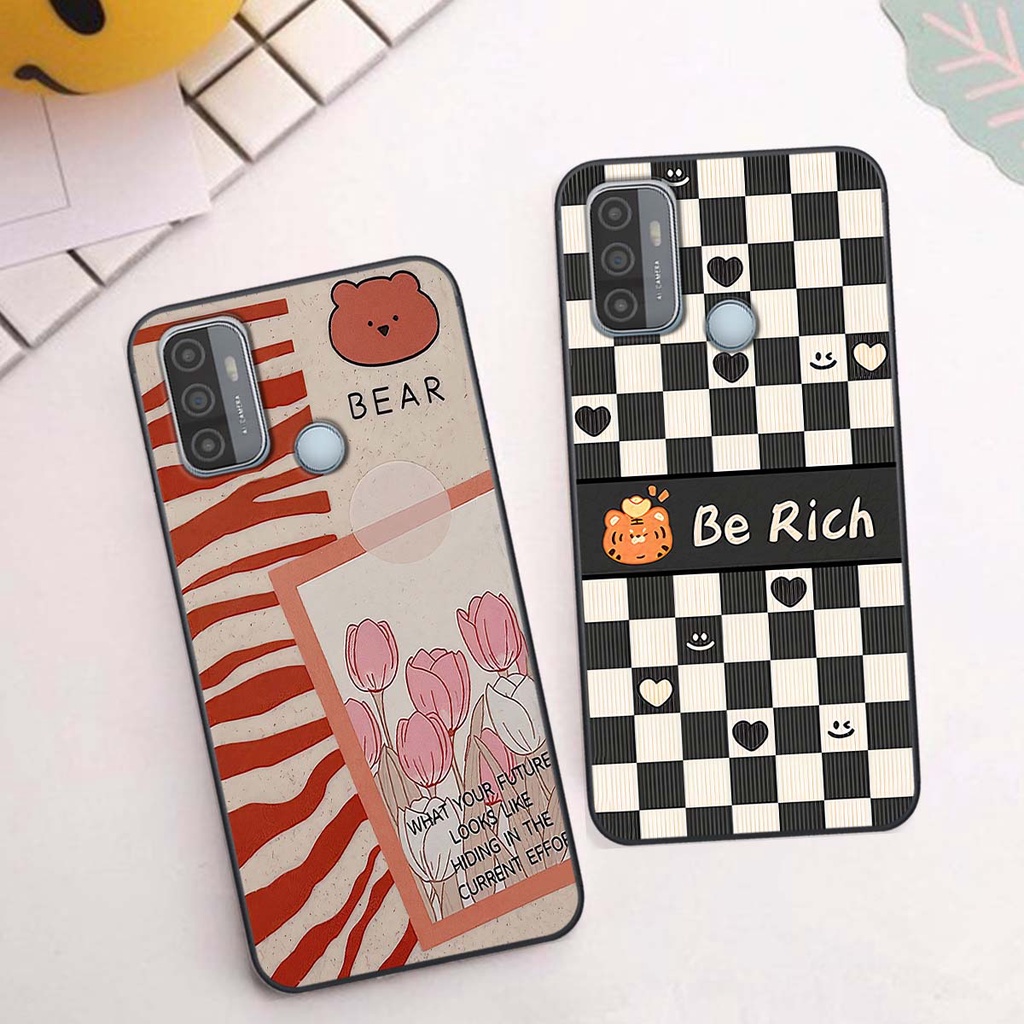 Ốp Oppo A53 gấu Bear rick caro vuông thời trang siêu đẹp