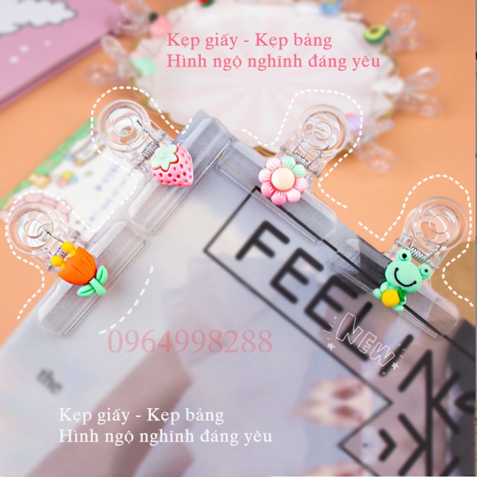 Kẹp giấy❤️Kẹp bảng Trong suốt hình ngộ nghĩnh đáng yêu
