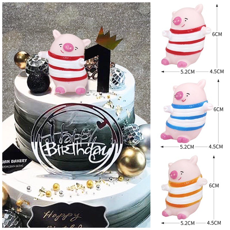 đồ trang trí bánh kem [FREESHIP] heo uốn lượn dễ thương