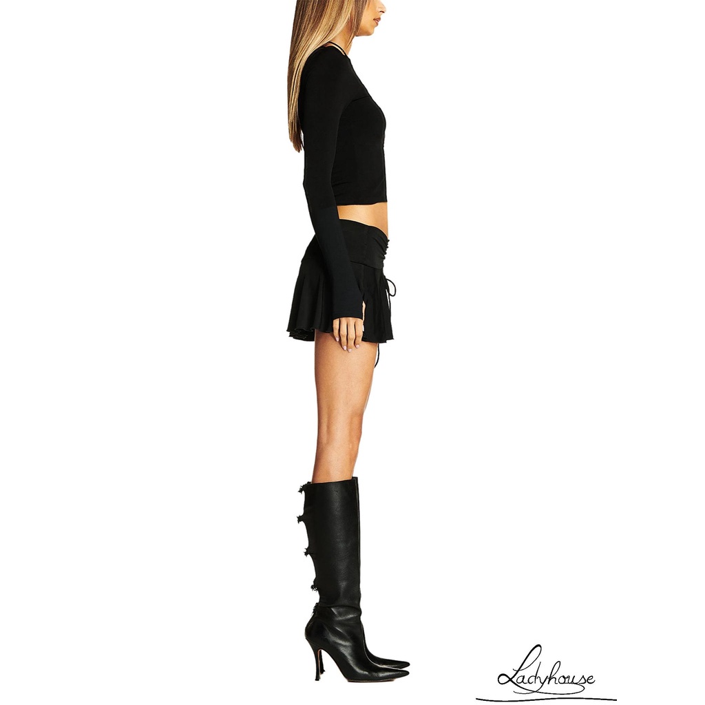 Chân Váy Ngắn Phối Dây Rút Màu Sắc Thời Trang Mùa Hè Cho Nữ