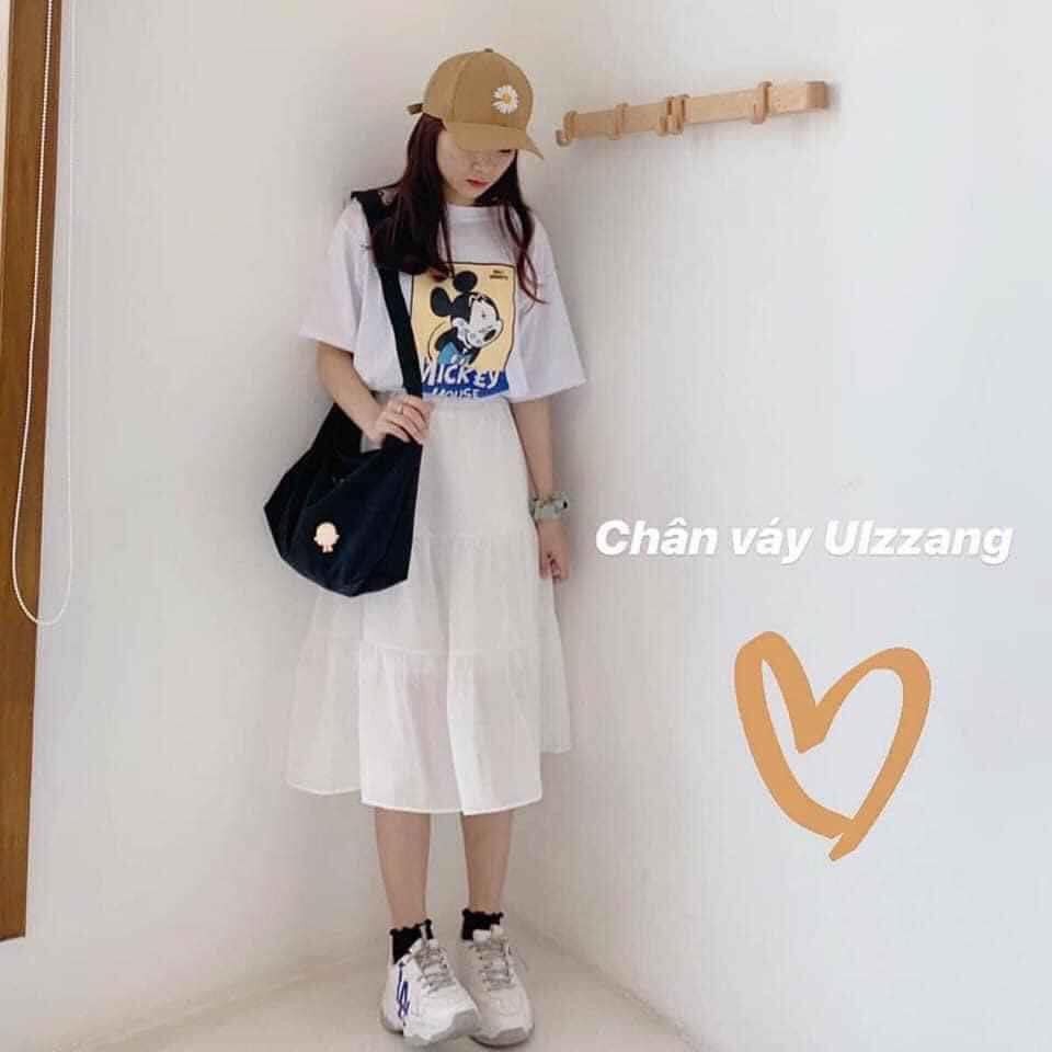 Chân váy dài 3 tầng 2 lớp - chân váy voan dài 3 tầng 2 lớp  kèm ảnh/video thật