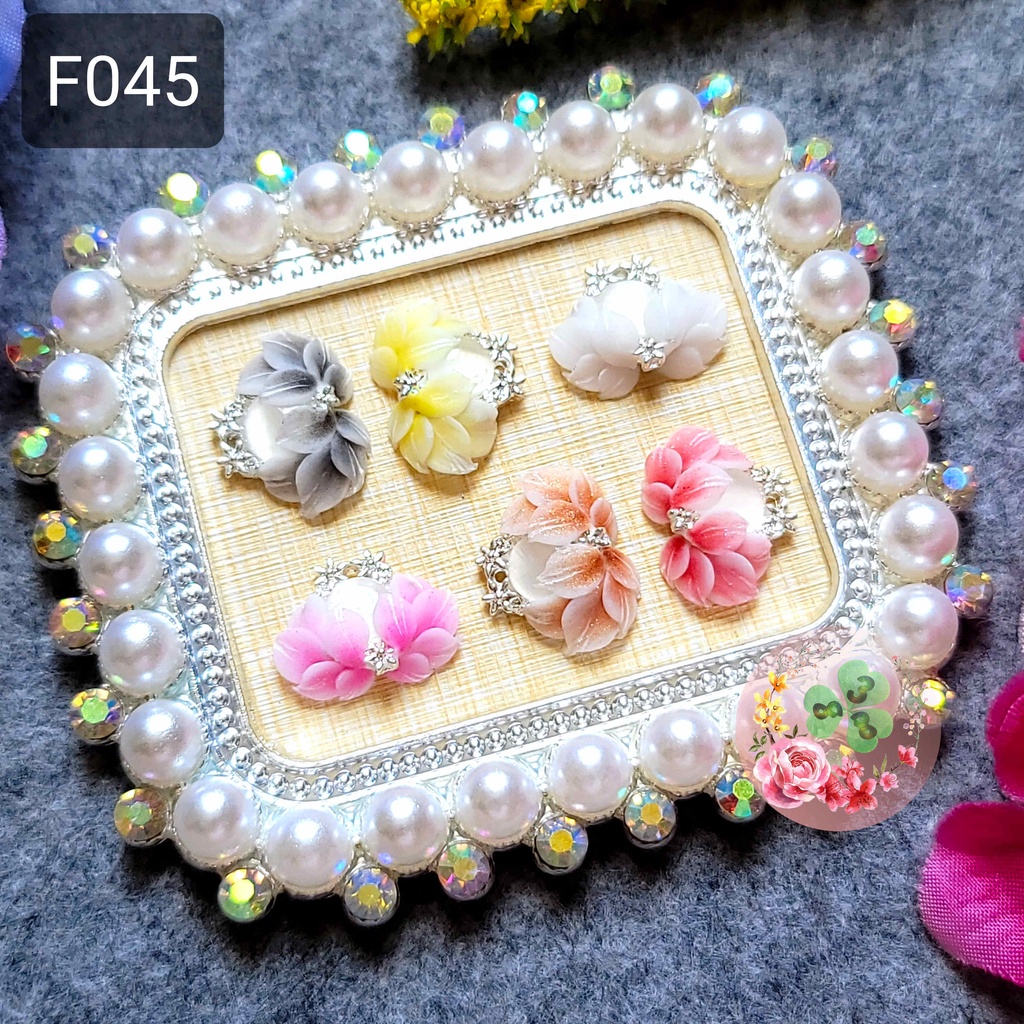 Mẫu: F045 . Hoa bột đính móng siêu xinh.