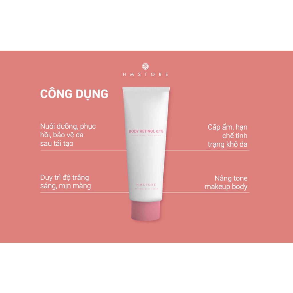 Kem Dưỡng Trắng &amp; Phục Hồi Da Sau Tái Tạo SPF 30 HM STORE - Retinol Body Cream 200g