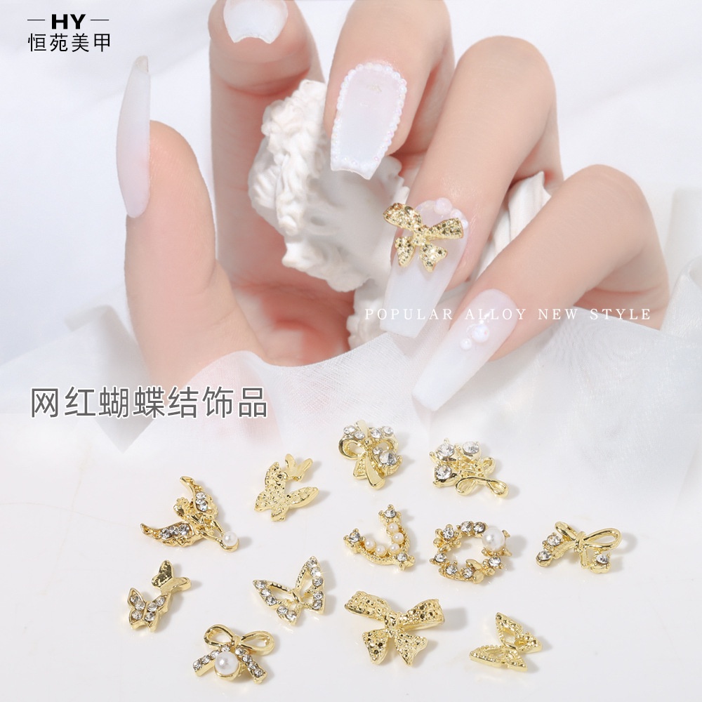 [Hàng mới về] Phụ kiện hình nơ đính đá 3D trang trí móng tay nghệ thuật xinh xắn