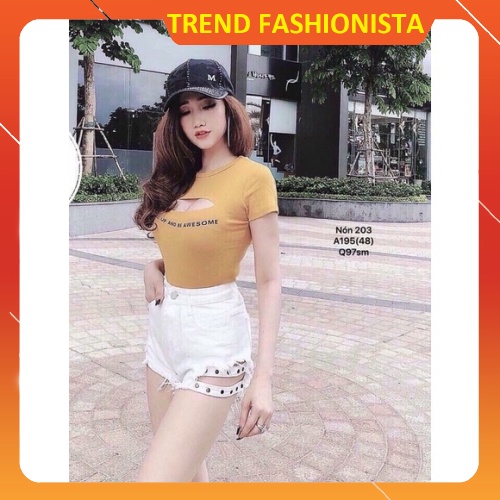 Quần short kaki nữ đục lỗ hai bên from ôm lưng cao BASIC chất kaki dày mịn hàng chuẩn shop