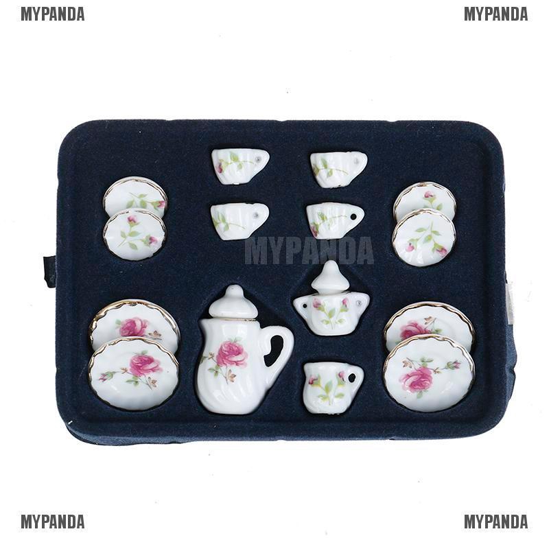 Set 15 tách uống trà mini tỉ lệ 1 : 12 cho nhà búp bê
