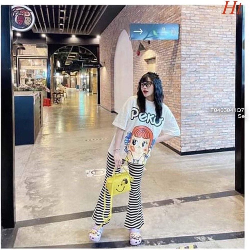 Sét áo cô gái PEKO+quần kẻ HT12
