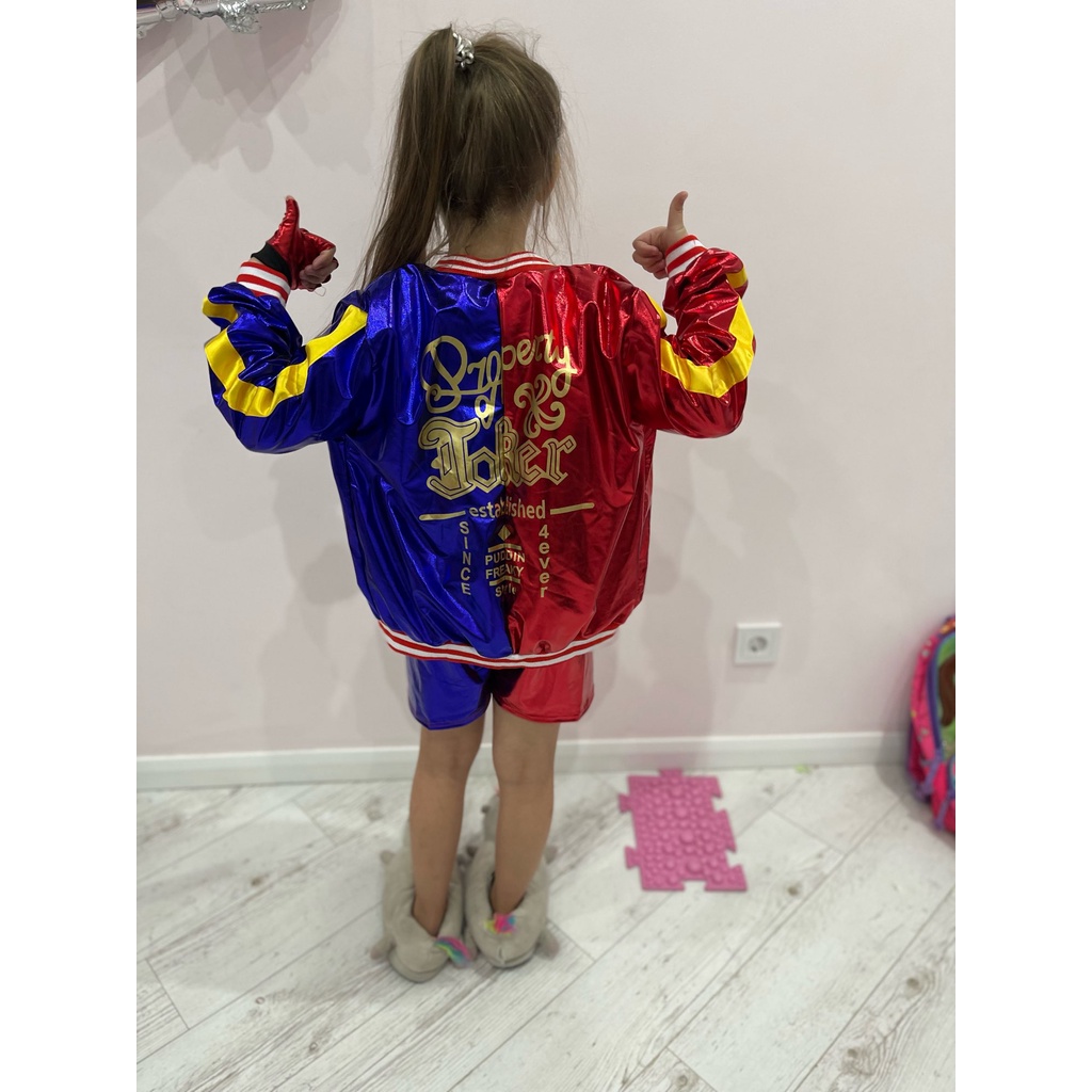 8 pices set Bộ trang phục Harley Quinn dành cho trẻ em Halloween Carnival Suicide Squad