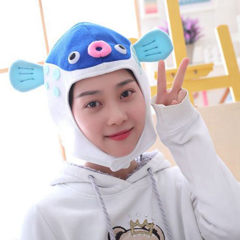 Mũ Trùm Đầu Nhồi Bông Hình Cá Hoạt Hình Vui Nhộn Hóa Trang Halloween