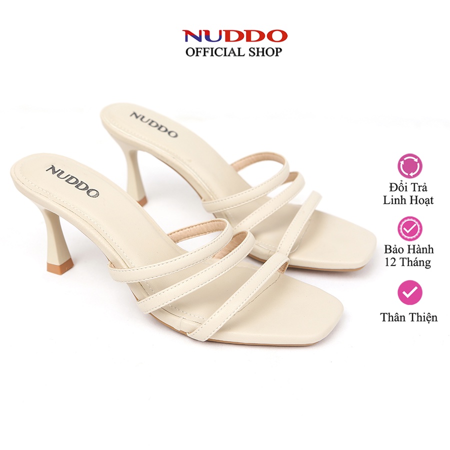 Dép cao gót nữ NUDDO cao cấp thời trang gót 7cm da mềm