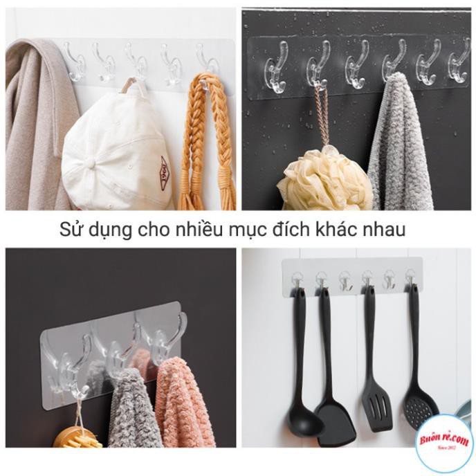 Thanh Treo Đồ Dán Tường 6 Móc Liền Mạch Trong Suốt Họa Tiết Siêu Chắc