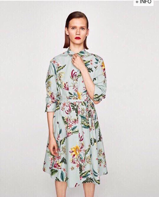 Đầm Zara bông xanh