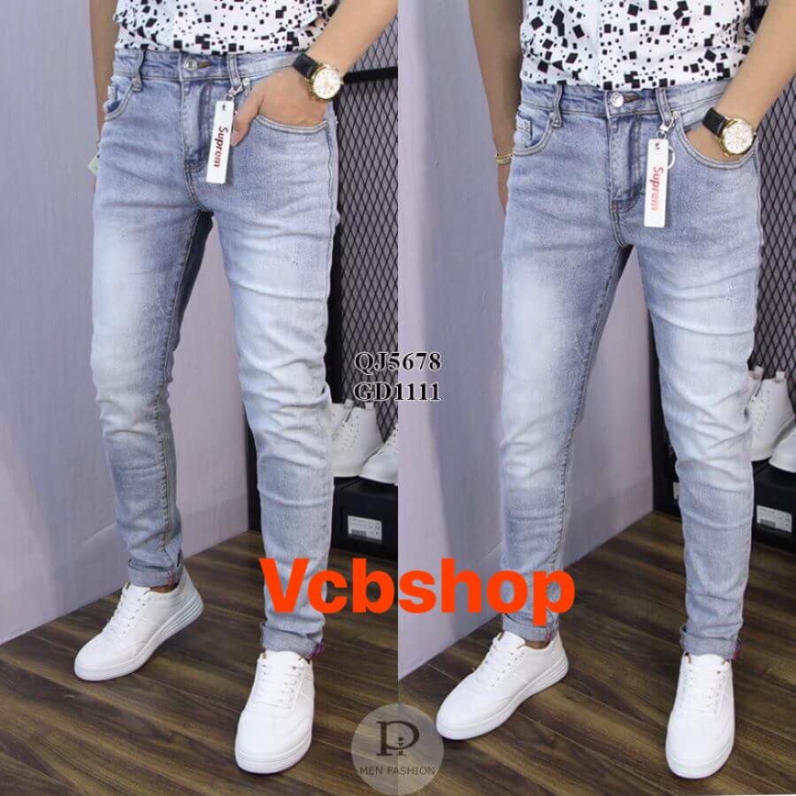 (vcbshop) Quần jean nam wash bạc trơn phong cách trẻ trung có size đại nha khách 5678