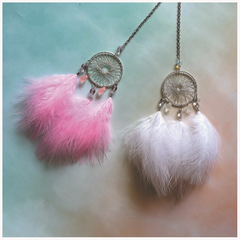 Dreamcatcher kim loại gắn lông vũ Treo Xe Oto